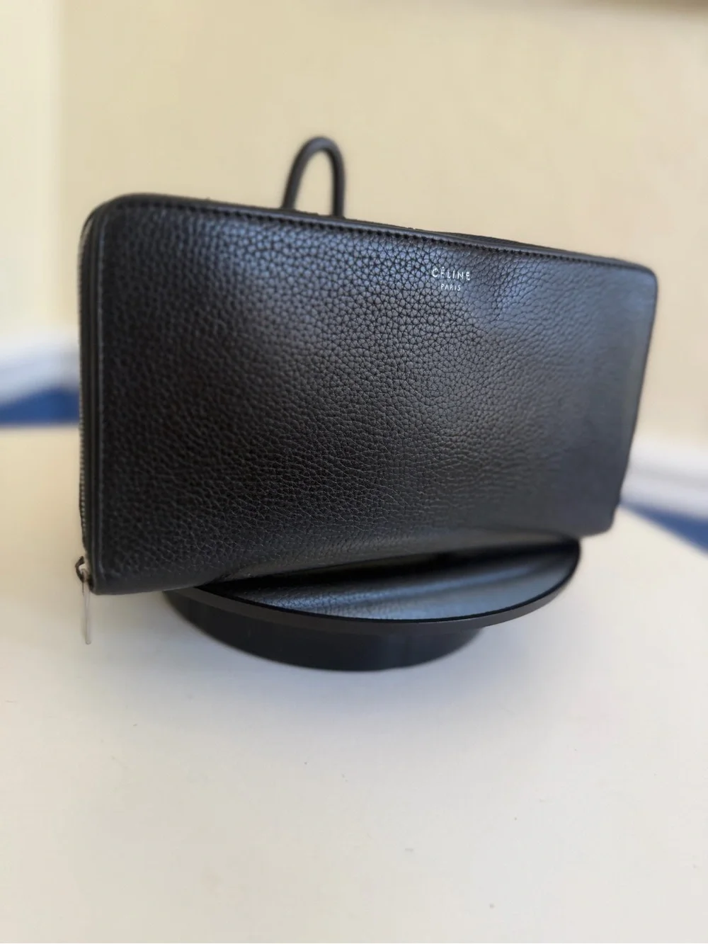 Celine Paris Large Zipped Continental Wallet Black Calfskin Zip-around Clutch